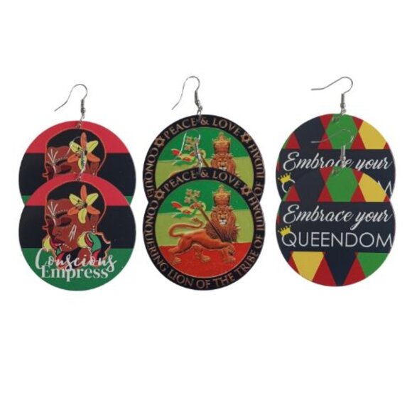 3 Pairs MEDIUM Statement Dangle Drop Wood Earrings Bundle - 003 - Picture 1 of 6